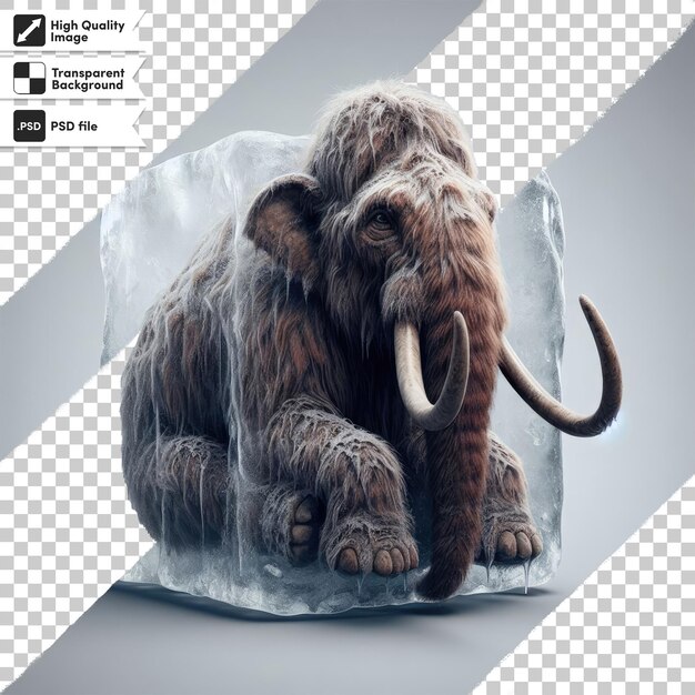 PSD psd mammoth in the ice on transparent background