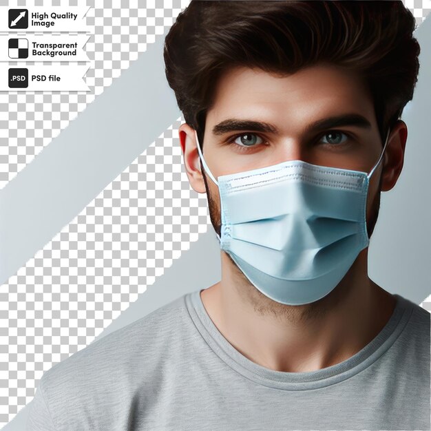 Psd man in mask on transparent background