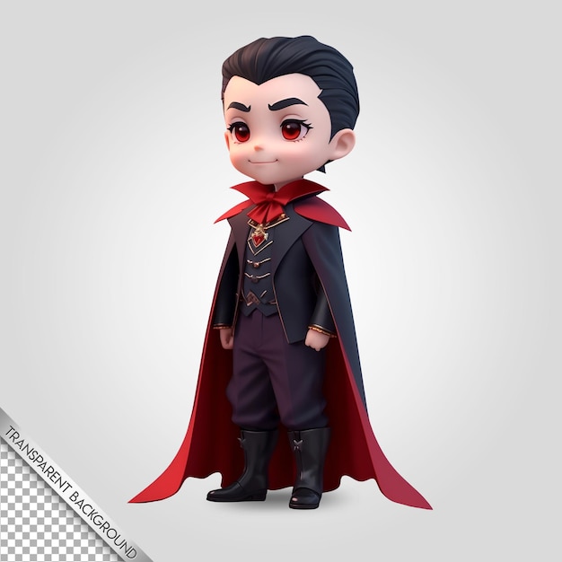 Psd man wearing a dracula costume transparent background