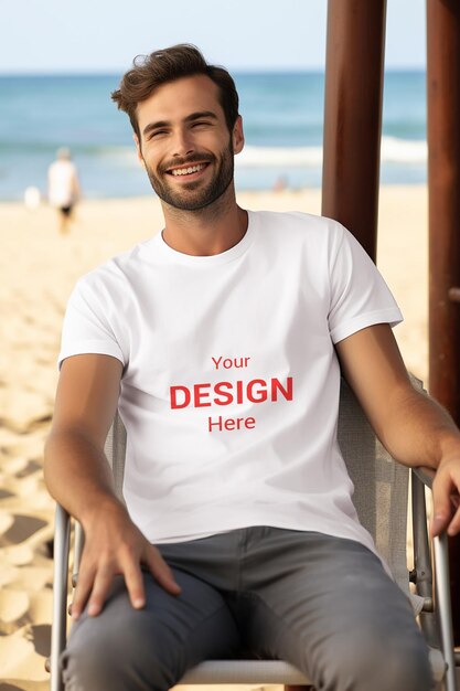 PSD psd man wearing white t shirt psd mockup