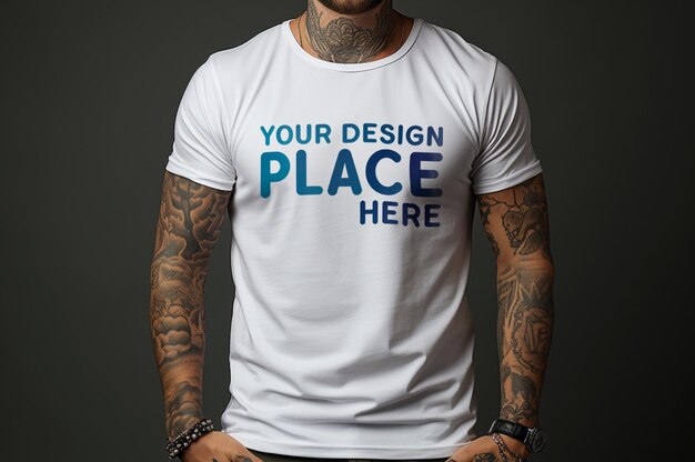 PSD psd man wearing white tshirt mockup