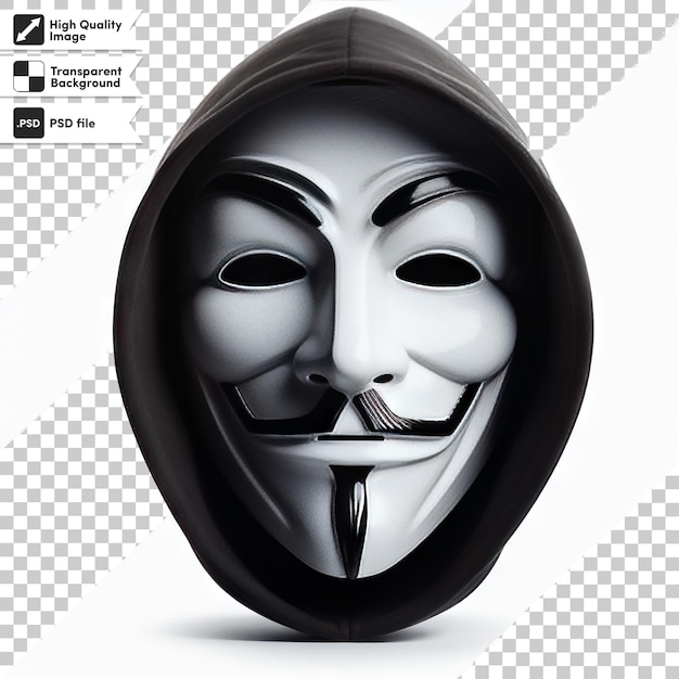 PSD psd man with anonymous mask on transparent background with editable mask layer