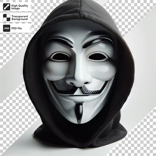 PSD psd man with anonymous mask on transparent background with editable mask layer