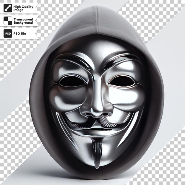 PSD psd man with anonymous mask on transparent background with editable mask layer