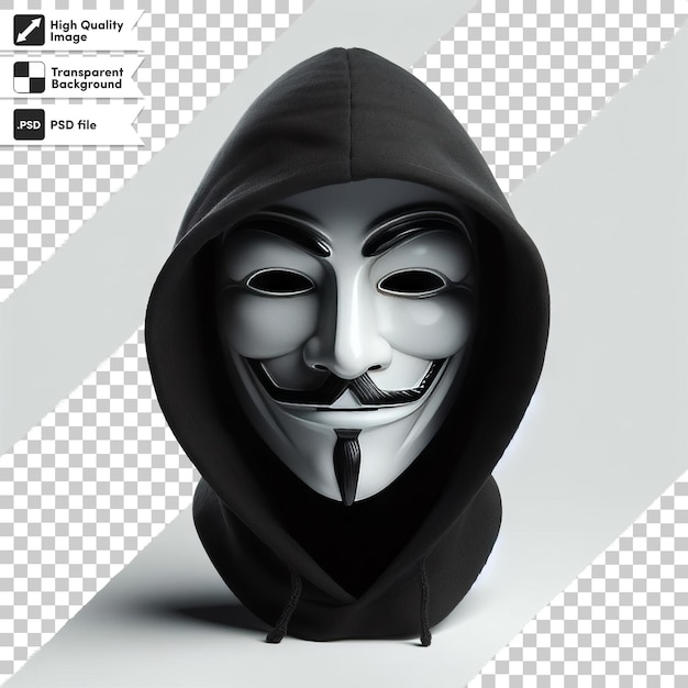 PSD psd man with anonymous mask on transparent background with editable mask layer