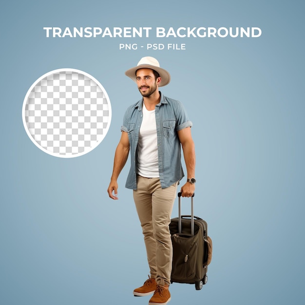 PSD psd man with travel backpack tourist png transparent