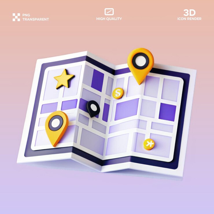 PSD psd map 3d illustration