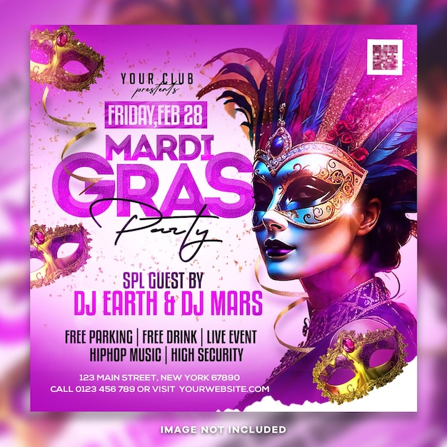 Psd mardi gras event flyer e post design