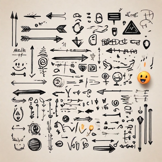 PSD psd marker elements hand drawn arrows lines and emoji