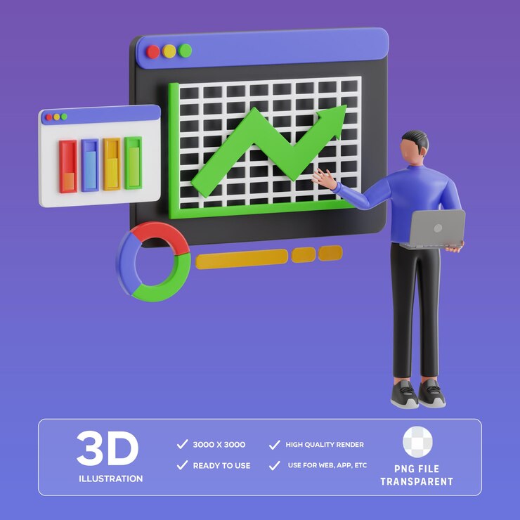 PSD psd market research 3d illustration