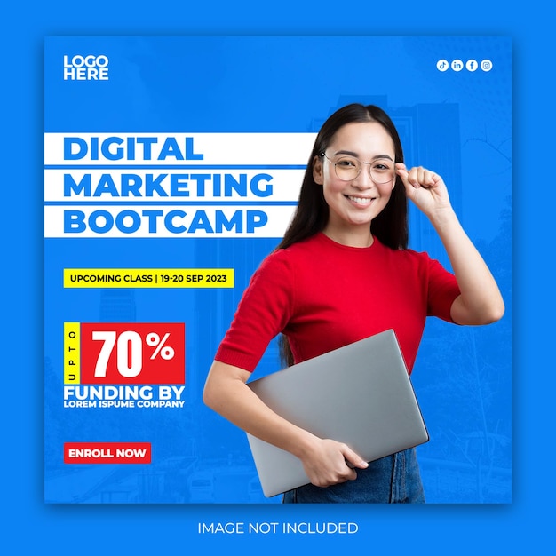 Psd marketing or digital course social media instagram post template