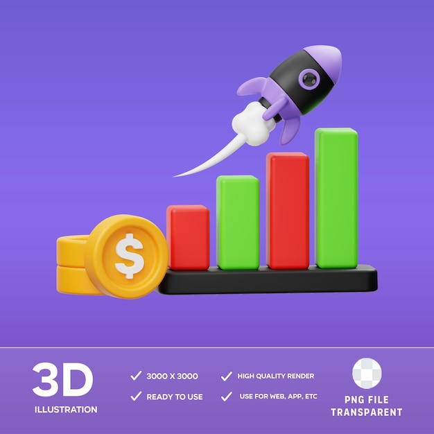 psd marketing growth 3d illustration