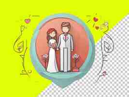 PSD psd of a married couple linear vector on transparent background