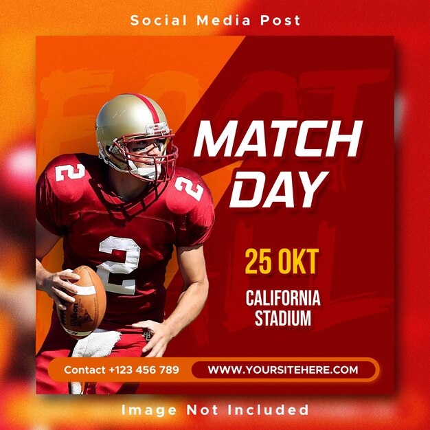 PSD psd match day football social media post template