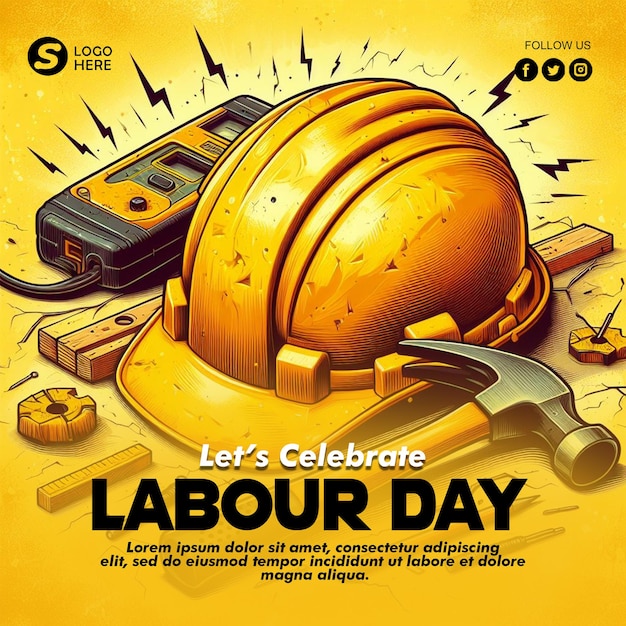 PSD psd may 1st international labor day with happy labour day banner design template