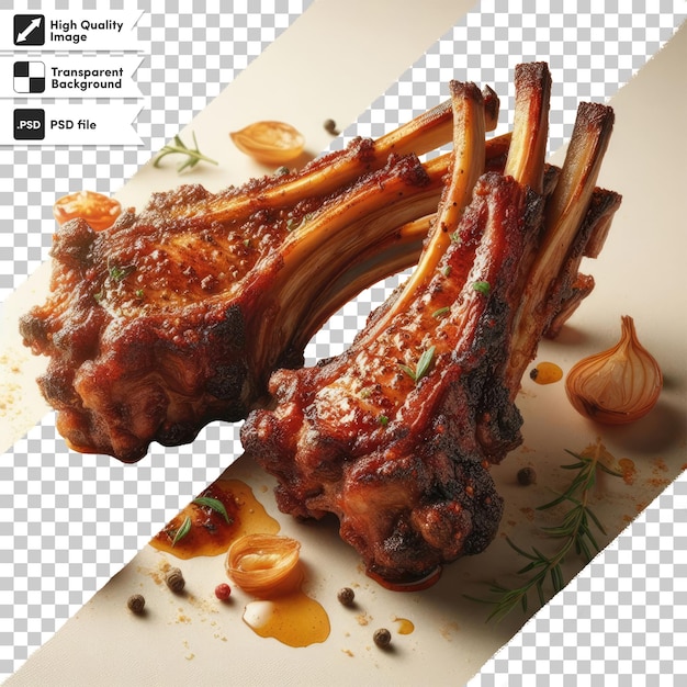 PSD psd meat grilled lamb chops on transparent background