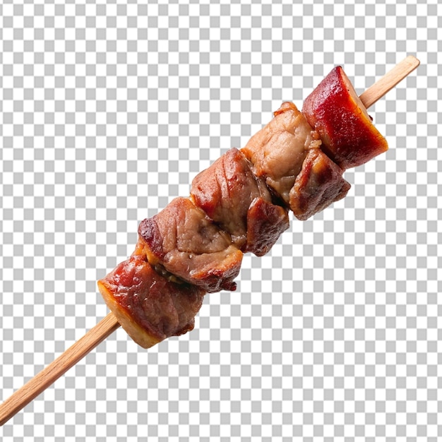 PSD psd of a meat on a wooden skewer on transparent background