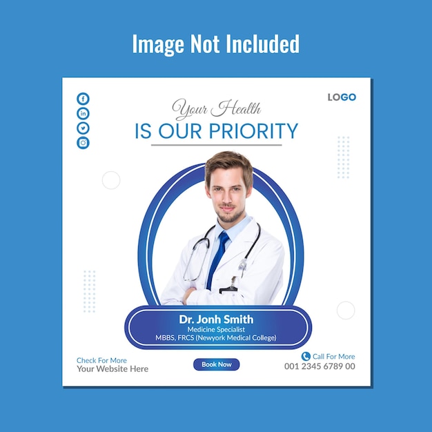 Psd medical health social media and instagram healthcare post banner