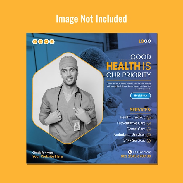 PSD psd medical health social media and instagram healthcare post banner