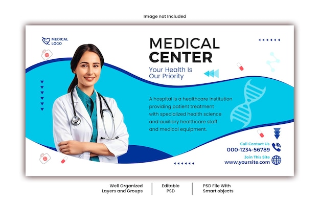 PSD psd medical web banner and social media post template