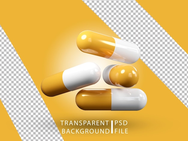 psd medicine pills with transparent background graphics elements