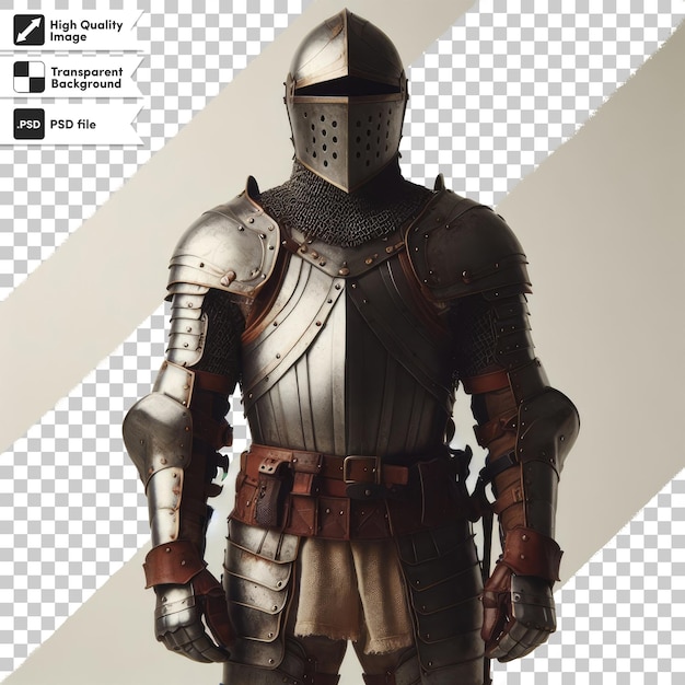 PSD psd medieval knight in armour on transparent background with editable mask layer