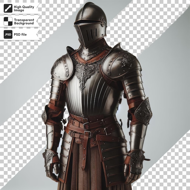 PSD psd medieval knight in armour on transparent background with editable mask layer