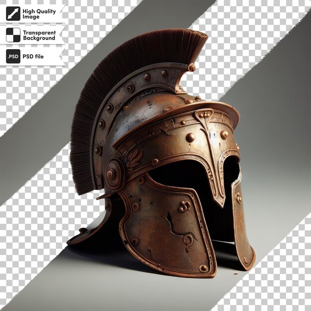 Psd medieval knight greek spartan gladiator helmet on transparent background