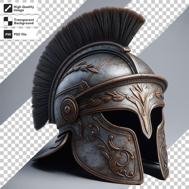 Psd medieval knight greek spartan gladiator helmet on transparent background