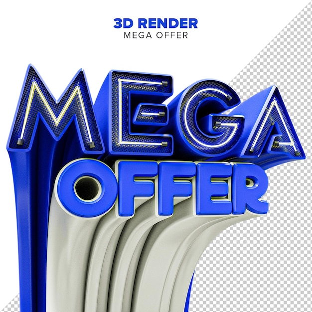 PSD psd mega aanbieding 3d render stempel geïsoleerd op transparante achtergrond