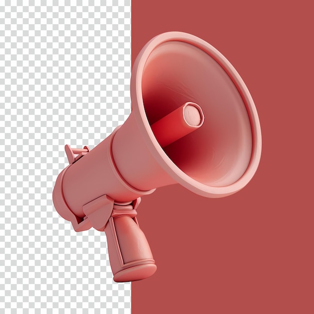 Psd megaphone 3d renderen realistisch op witte geïsoleerde achtergrond