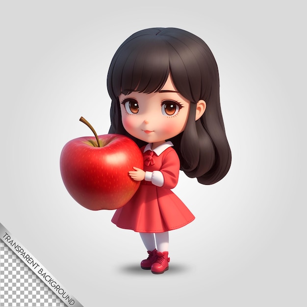 Psd meisje met een appel transparante achtergrond