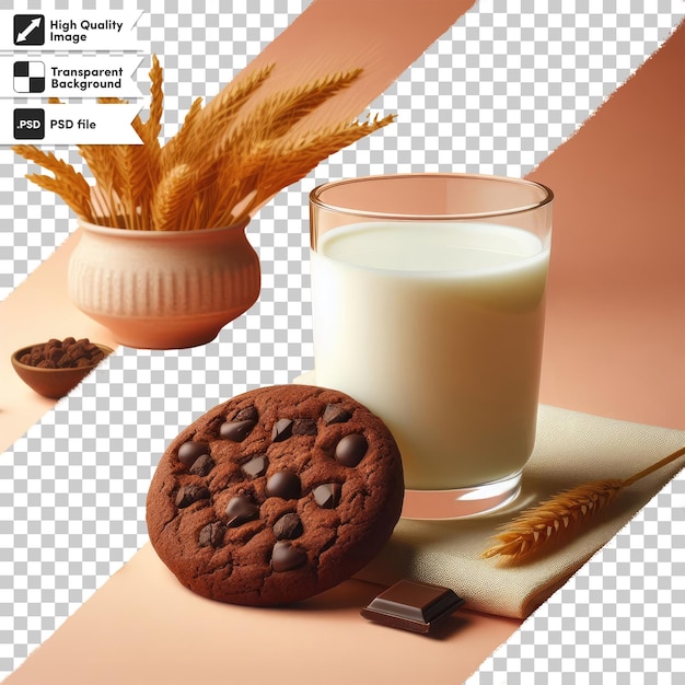 PSD psd melkchocolade en koekjes op transparante achtergrond