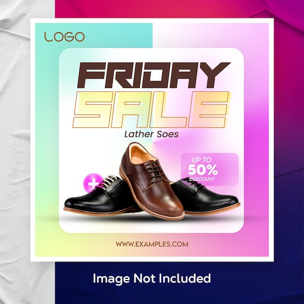 PSD men leather shoes collection social media post template design Friday Sale shoes social media