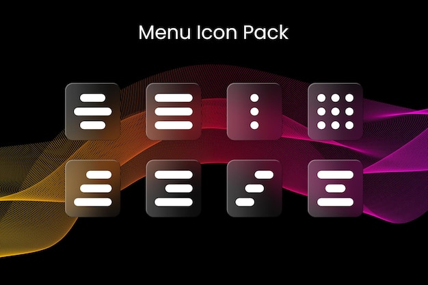 PSD psd-menu-iconenpakket glasmorfisme