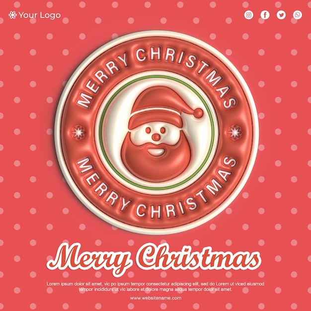 Psd merry christmas greeting card mockup template