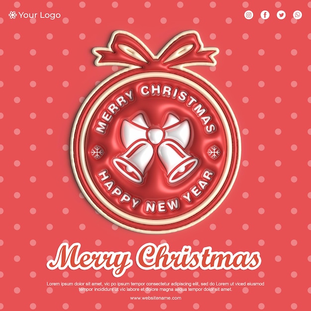 Psd merry christmas greeting card mockup template