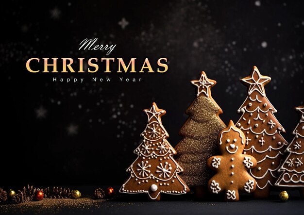 PSD psd merry christmas and happy new year with gift box fir branches and pine cones on snow