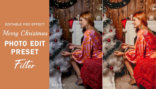 PSD psd merry christmas photo edit preset filter for red winter instagram bloggers photography filters