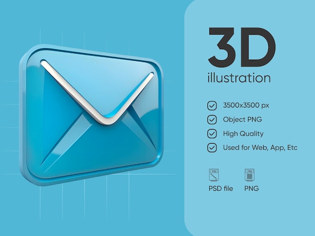 PSD message notification isolated 3d render illustration