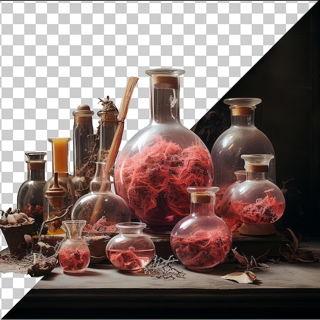 Psd met transparante realistische fotografische alchemist _ s alchemische experimenten