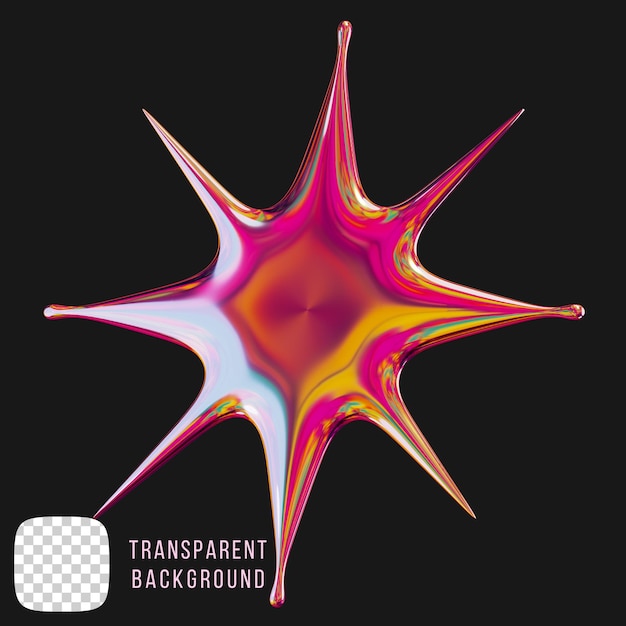 Psd metaal y2k ster abstracte vorm 3d rendering