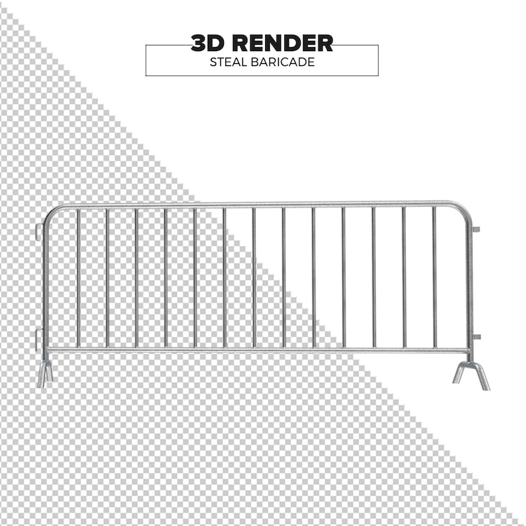 PSD psd metal barricade 3d render in transparent background