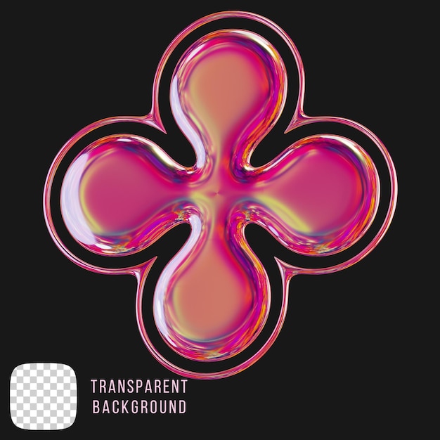 Psd metal y2k abstract shape 3d rendering