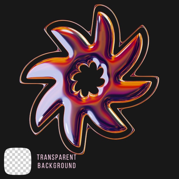 Psd metal y2k star abstract shape 3d rendering