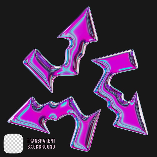 Psd metallic arrows icon 3D rendering