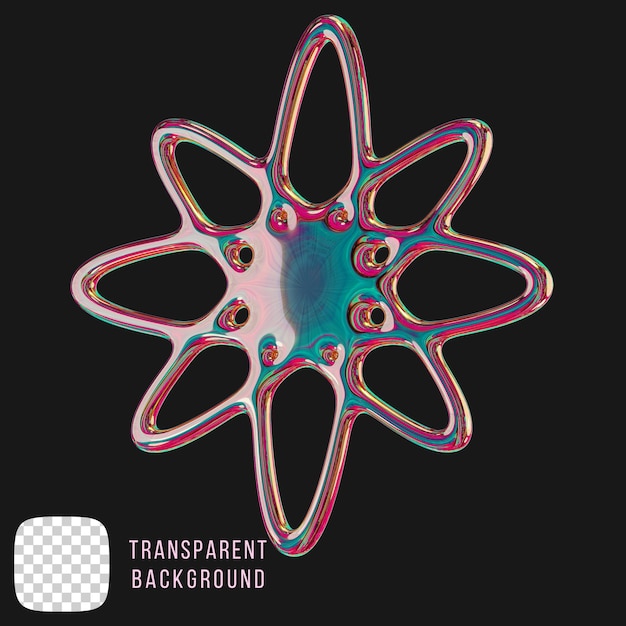 Psd metallic y2k abstracte vorm 3d rendering