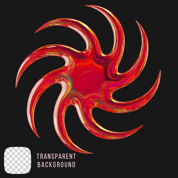 Psd metallic y2k ster abstracte vorm 3d rendering