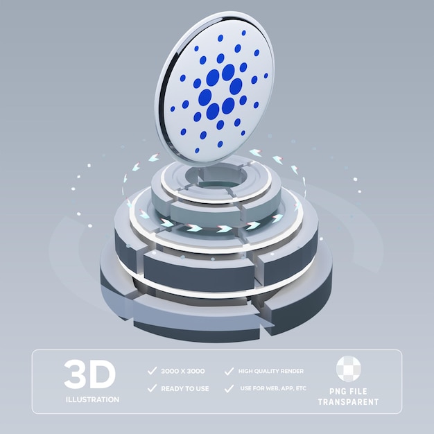 psd metaverse cardano ada 3d illustration