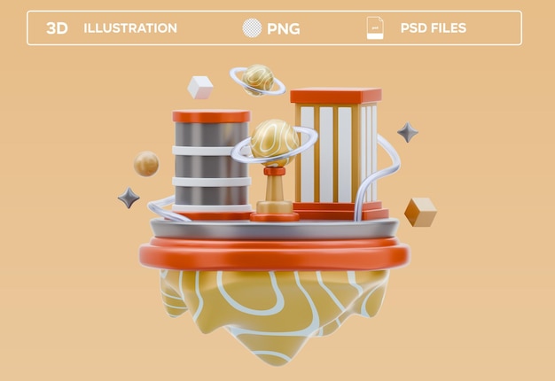 PSD Metaverse city 3D Illustration